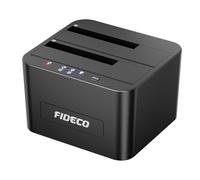 FIDECO HDD Docking Station, USB3.0 Station d'accueil pour Disque Dur pour 2,5 et 3,5 Pouces SATA HDD/SSD, Double Baie, Prise en Charge de Clone Hors Ligne