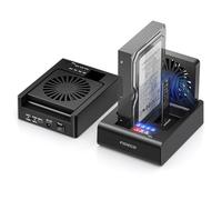 FIDECO Lecteur Disque Dur Externe, Adaptateur Dock Disque Dur USB C 10Gbps M.2 NVMe SSD/SATA HDD 5Gbps avec Clonage Hors Ligne Bidirectionnel, Lecteur de Disque avec Ventilateur Rabattable