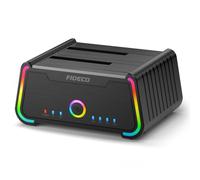 FIDECO Station d'accueil pour Disque Dur, USB 3.0 HDD Docking Station avec lumières RVB, pour Disque Dur SATA HDD SSD 2,5" et 3,5", Prend en Charge Clone Hors Ligne et UASP