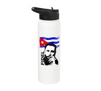 fidel castro cuba revolution demo drapeau Stainless Steel Insulated Water Bottle