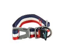 FIDELAMI Collier pour Chien Bleu Blanc Rouge, Léger, M 28 < 45 cm