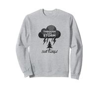 Fidèle à Travers Les tempêtes : Toute ma Vie Citation inspirante Sweatshirt, Unisexe pour Adultes, Gris Chiné, S