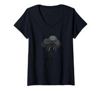 Fidèle à Travers Les tempêtes : Toute ma Vie Citation inspirante T-Shirt avec Col en V, Femme, Noir, L