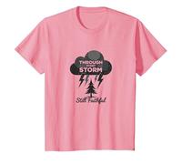 Fidèle à Travers Les tempêtes : Toute ma Vie Citation inspirante T-Shirt, Enfant, Rose, 10 Ans