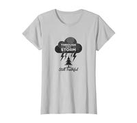 Fidèle à Travers Les tempêtes : Toute ma Vie Citation inspirante T-Shirt, Femme, Argent, M