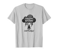 Fidèle à Travers Les tempêtes : Toute ma Vie Citation inspirante T-Shirt, Homme, Argent, M