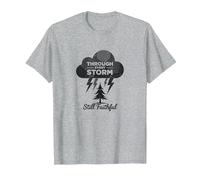 Fidèle à Travers Les tempêtes : Toute ma Vie Citation inspirante T-Shirt, Homme, Gris Chiné, M