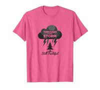 Fidèle à Travers Les tempêtes : Toute ma Vie Citation inspirante T-Shirt, Homme, Rose chiné, XXL