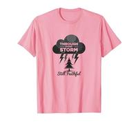 Fidèle à Travers Les tempêtes : Toute ma Vie Citation inspirante T-Shirt, Homme, Rose, S