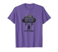 Fidèle à Travers Les tempêtes : Toute ma Vie Citation inspirante T-Shirt, Homme, Violet chiné, L