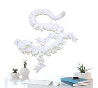 Fidget Dragon 30 cm Imprimé 3D Articulation Mobility | Collection Dragon articulé - Créature mythique - Décoration de bureau - 30 cm - Blanc pendant la journée - Rose lumineuse