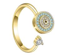 Fidget Ring - Cuivre Avec Zircon Cubique, Anneau Spinner Réglable | Bagues D'anxiété, Bijoux Anti-Stress Pour Hommes Et Femmes, Bracelet Rotatif Élégant, Confortable, Durable, Accessoire À Porter Au Q