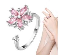 Fidget Ring Femmes - Bagues à fleurs | Jouets apaisants pour réduire le stress | Bijoux rotatifs pour les longs vols, aide à la méditation en classe, prise de parole en public, cadeau de soulagement d