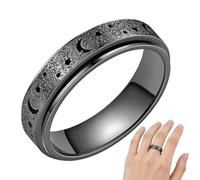 Fidget Rings for Women - Rotating Finger Jewelry - Hollowed Star and Moon Adjustable Fidget Ring,for Classroom Stress Focus Travel Adult Student Meditation Aid Public Speaking Airplane