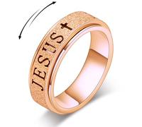 Fidget Spinner Anxiété Bague pour Femme : Fidget Toys Adultes Mignon Jésus Pouce Anneau Acier Inoxydable Or Argent Taille 5 6 7 8 9 10, 9, Acier inoxydable, Aucune pierre précieuse