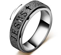 Fidget Spinner Anxiété Bague pour Femme : Fidget Toys Adultes Mignon Jésus Pouce Anneau Acier Inoxydable Or Argent Taille 5 6 7 8 9 10, 8, Métal