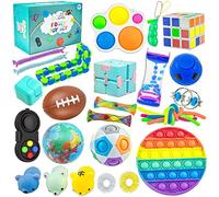 Fidget Toys Lot de 28 jouets anti-stress avec balle anti-stress Squishy Mochi, anneau d'anxiété, boîte cadeau sensorielle pour enfants et adultes