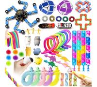Fidget Toys Set-Anxiété Relief Finger Toys-50Pcs-Stress à doigts,jouets à pousser,jouets à rebondir,Soulagement du Stress-Dès 3 Ans