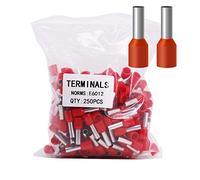 Fidioto 10AWG Wire Ferrules Terminals, 250pcs AWG10 Red Ferrule Connector kit Wire Insulated Cord Pin Ends Terminals for Electric, Industrial, Chemical Industry, Power Control System, etc.