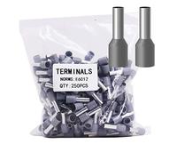Fidioto AWG10 Wire Ferrules Terminals, 250pcs AWG10 Terminal Connector Wire Insulated Cord Pin Ends Terminals for Electric, Industrial, Chemical Industry, Power Control System, etc.