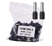 Fidioto AWG14 Wire Ferrules Terminals, 250pcs AWG14 Terminal Connector Wire Insulated Cord Pin Ends Terminals for Electric, Industrial, Chemical Industry, Power Control System, etc.