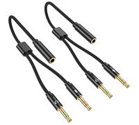 Fidioto Lot de 2 répartiteurs de micro pour casque d'ordinateur, câble répartiteur audio femelle 3,5 mm vers double mâle pour casque de jeu, écouteurs, haut-parleur, ordinateur portable