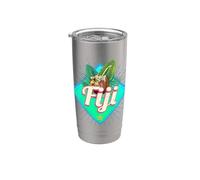Fidji îles avec noix de coco vacances rétro souvenir vintage Gobelet isotherme en acier inoxydable double paroi