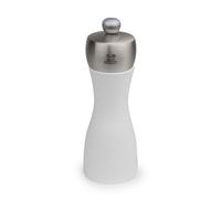 Moulin à sel manuel en bois et inox couleur blanc mat 15 cm fidji