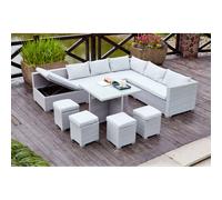 Concept Usine – Salon de jardin Fidji Gris – Encastrable résine tressée 10 personnes, table verre