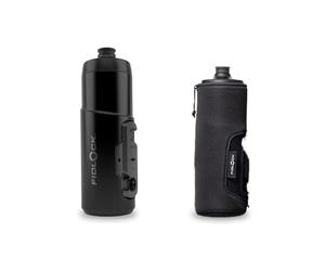 Fidlock TWIST Bottle 600 + Bike Base + Thermo Sleeve Gourde de vélo 600 ml avec système de porte-bouteille mécanique magnétique, avec support, sans BPA et passe au lave-vaisselle, couleur fumé