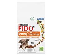 FIDO | CROQ’ & Tendre | Chien Adulte | Croquettes croustillantes et bouchées moelleuses | Source de protéines de qualité | Duo au Poulet et Patate Douce | Produit en France | Sac | 7 Kg