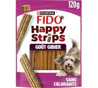 FIDO | Happy Strips | Friandises | Chien Adulte | Riches en Calcium pour des Dents Solides | Aide à Maintenir Une Bonne hygiène bucco-Dentaire | Produit en France | Au Gibier | Sachet |120g