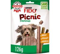 FIDO Picnic Festival | Friandises Pour Chien Adulte | Bœuf, Poulet et Agneau |Lot De 8 Sacs x 126g