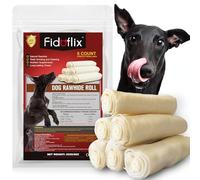 FidoFlix Chews à mâcher en cuir cru, rouleaux de cuir brut durable, bâtonnets en cuir de bœuf aromatisé naturel, os en cuir brut digestible