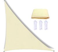 Fidrisen Voile d'ombrage Triangulaire 3 x 4 x 5m, Blanc crème, Triangle Rectangle imperméable Toile Ombrage,Protection 95% UV,pour Patio Jardin Terrasse Camping,Corde Fixe Incluse