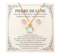 FIDWALL Bijoux Femme - Collier et Boucles d’Oreilles en Pierre de Lune,Cadeau pour Femme Collier, Idée Cadeau Originale pour Ado & Adulte, Fille, Maman, Sœur, Amie (Or)