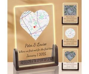 FIDWALL Cadre Carte Personnalisé en Acrylique - Souvenir Romantique “Où tout a commencé”, Cadeau Couple Personnalisé, Cadeau Personnalisable Femme Homme,Cadre Photo Personnalisé.