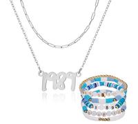 FIDWALL Ensemble de bijoux pour fans de chanteurs, collier et bracelet d'amitié, collier ras du cou à breloques pour les fans de chanteurs, adolescentes, tenue de concert pour femmes et filles, Acier