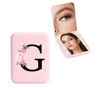 FIDWALL Personnalisé 1X/3X Miroir de Voyage avec LED, Petit Miroir Compact, Miroir Maquillage Pliant, Miroir de Poche avec initiales, pour Petite Amie Maman Professeur Demoiselle d'honneur (G)