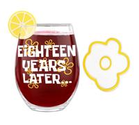 FIDWALL Verres à vin amusants pour 18/30/40/50e anniversaire - Verre sans pied pour femme « 18/30/40/50 ans plus tard » - Cadeau nostalgique pour elle, retraite, amis proches ou amateurs de vin