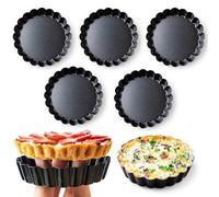 FIDZ PAN Lot de 8 mini moules à tartelettes de 10,2 cm avec fond amovible - Moule à quiche rond anti-adhésif - Robustes, parfaits pour la cuisson de tartes aux fruits, quiches et desserts