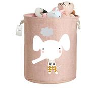 Fieans Pliable Panier à Linge pour Chambre d’Enfant, Épaissi Grande Bac de Rangement avec Cordon de Fermeture Corbeille à Linge Stockage de Jouets - Éléphant Rose