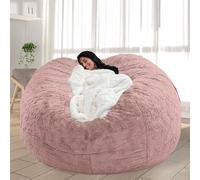 FIEATES Pouf poire pour adultes et enfants sans rembourrage, housse de canapé rond doux pour chambre à coucher, chaise de lecture, 1 m, rose poudré