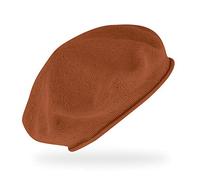 fiebig Basket à tricoter fin avec bord roulé | Béret en coton unique | Baske en laine légère dans de nombreuses couleurs, canelle, taille unique