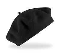 fiebig Basque en 100% Pure Laine Vierge | Béret en Taille Unique et qualité Woolmark | Basque en Laine de Plusieurs Couleurs fabriqué en Europe (Noir)