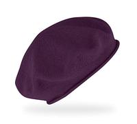 fiebig Basque en tricot fin avec bord roulé | Béret en coton | Béret en laine légère dans de nombreuses couleurs, prune, taille unique