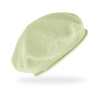 fiebig Basque en tricot fin avec bord roulé | Béret en coton | Béret en laine légère dans de nombreuses couleurs, vert tilleul, taille unique