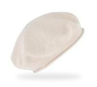 fiebig Basque en tricot fin avec bord roulé | Béret en coton | Béret en laine légère dans de nombreuses couleurs, naturel, taille unique