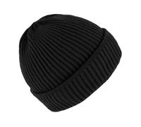 fiebig Beanie Bonnet en maille côtelée - En laine mérinos - Unisexe, Noir , taille unique