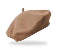fiebig Beret en 100% Pure Laine | Basque en Taille Unique & qualité de la Laine | Basque en Laine en Plusieurs Couleurs (One Size, Camel)